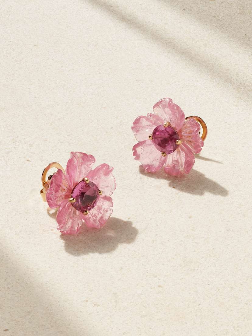 Irene Neuwirth Tropical Flower 18-karat Rose Gold, Tourmaline And Spinel Earrings