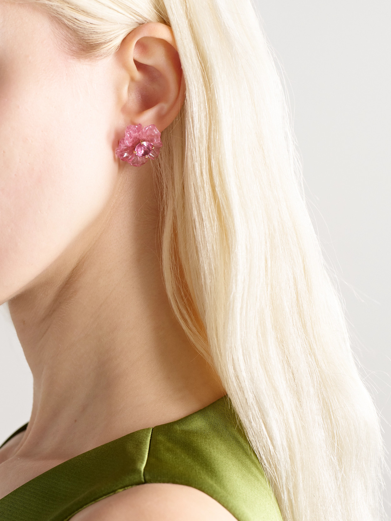Irene Neuwirth Tropical Flower 18-karat Rose Gold, Tourmaline And Spinel Earrings In Pink