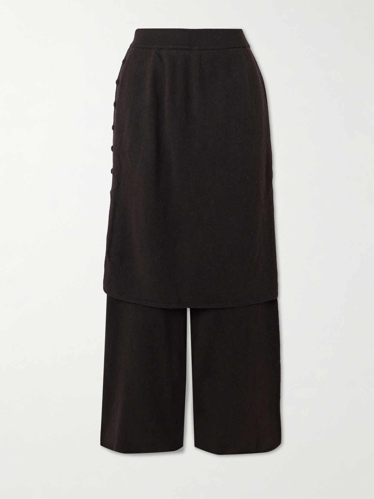 Lisa Yang Payton Layered Cashmere Wide-leg Pants In Brown