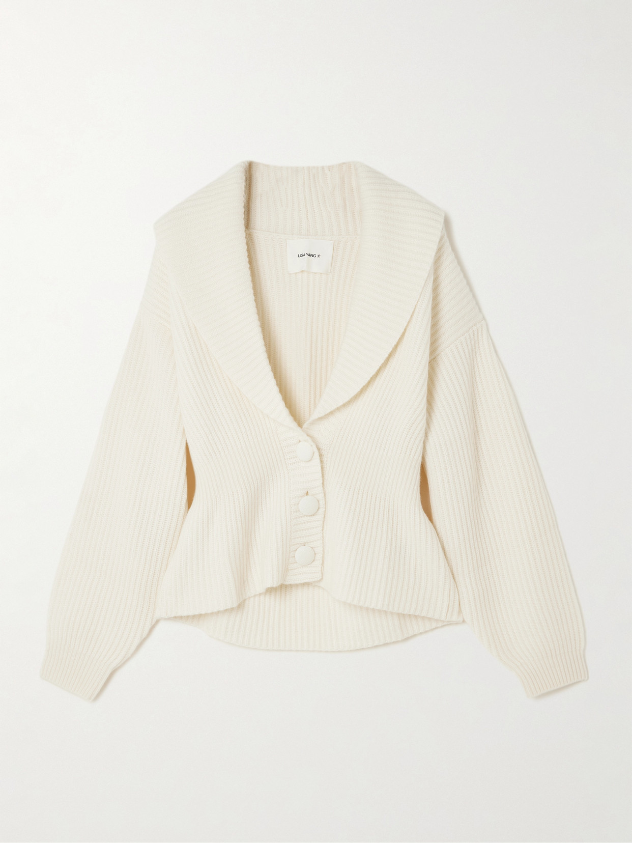 Lisa Yang Alessandra Ribbed Cashmere Cardigan In White
