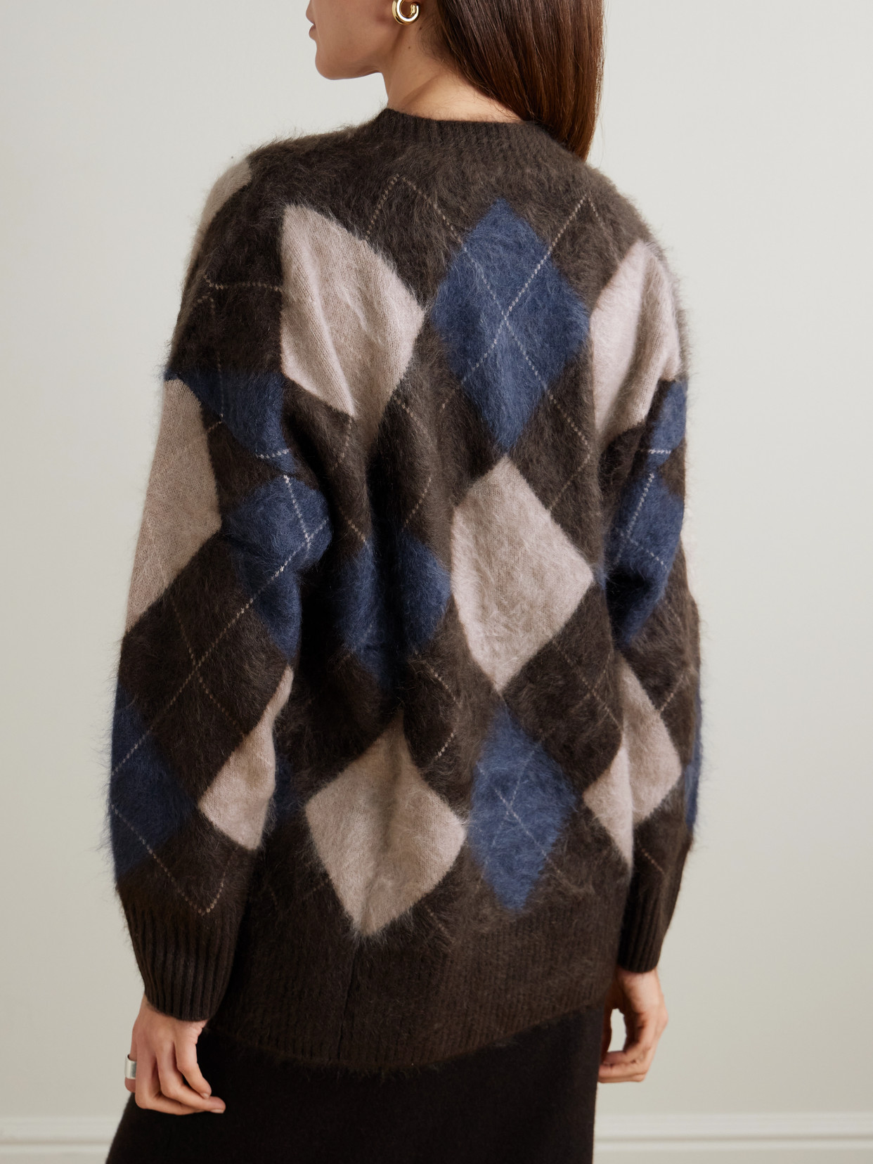 Lisa Yang Elaria Cardigan Wood/night Fall/sand/cream Brushed Argyle 0 In Multi