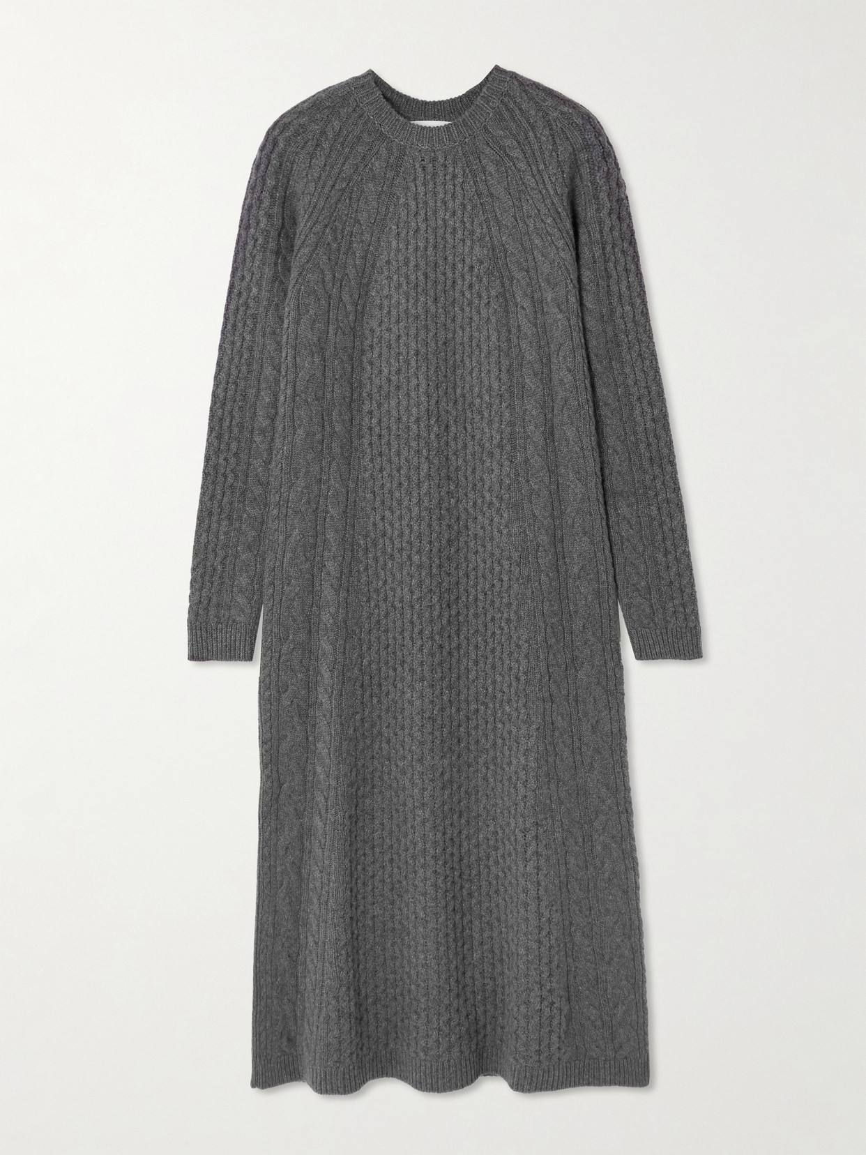 Lisa Yang Nyla Cable-knit Cashmere Midi Dress In Gray