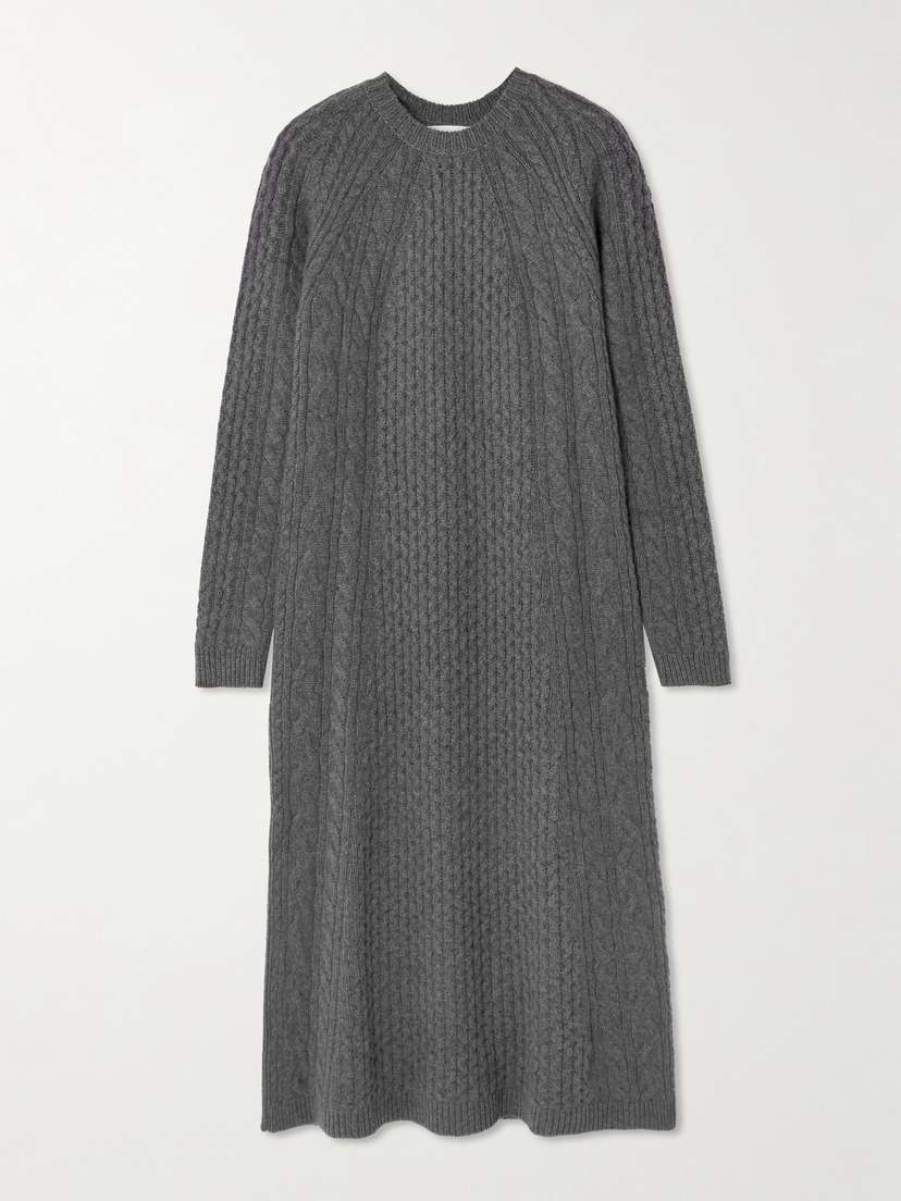 Lisa Yang Nyla Cable-knit Cashmere Midi Dress