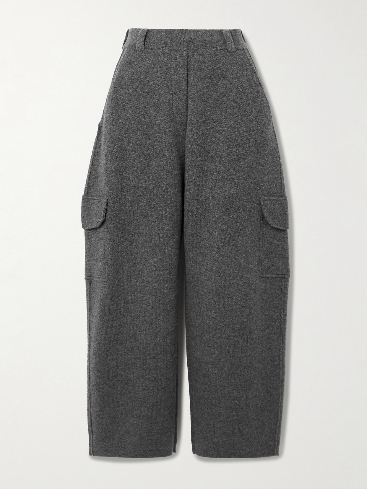 Lisa Yang Azaria Cashmere Barrel-leg Cargo Pants In Gray