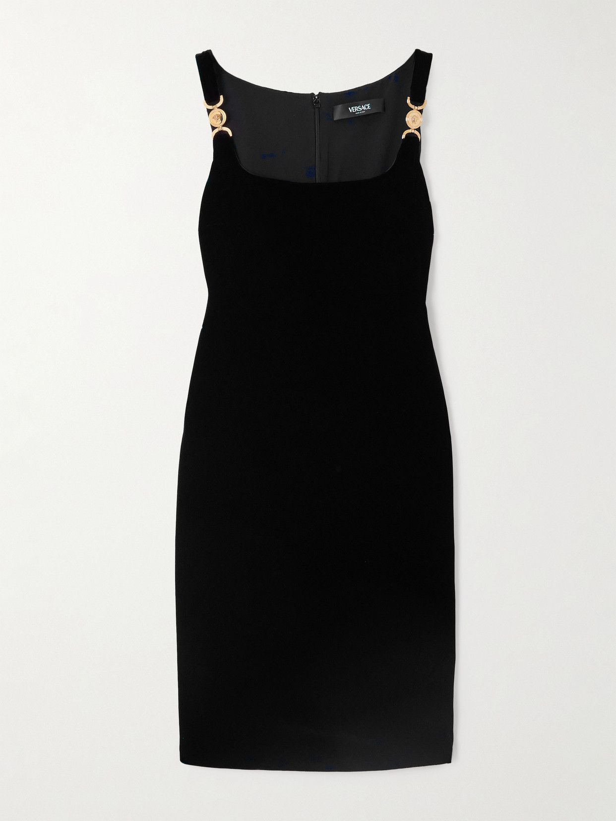 Versace Embellished Velvet Mini Dress In Black