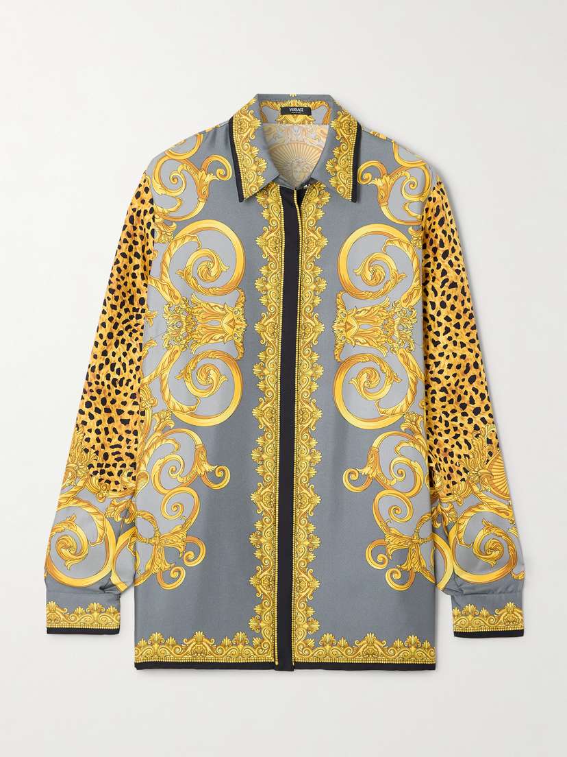 Versace Printed Silk-twill Shirt