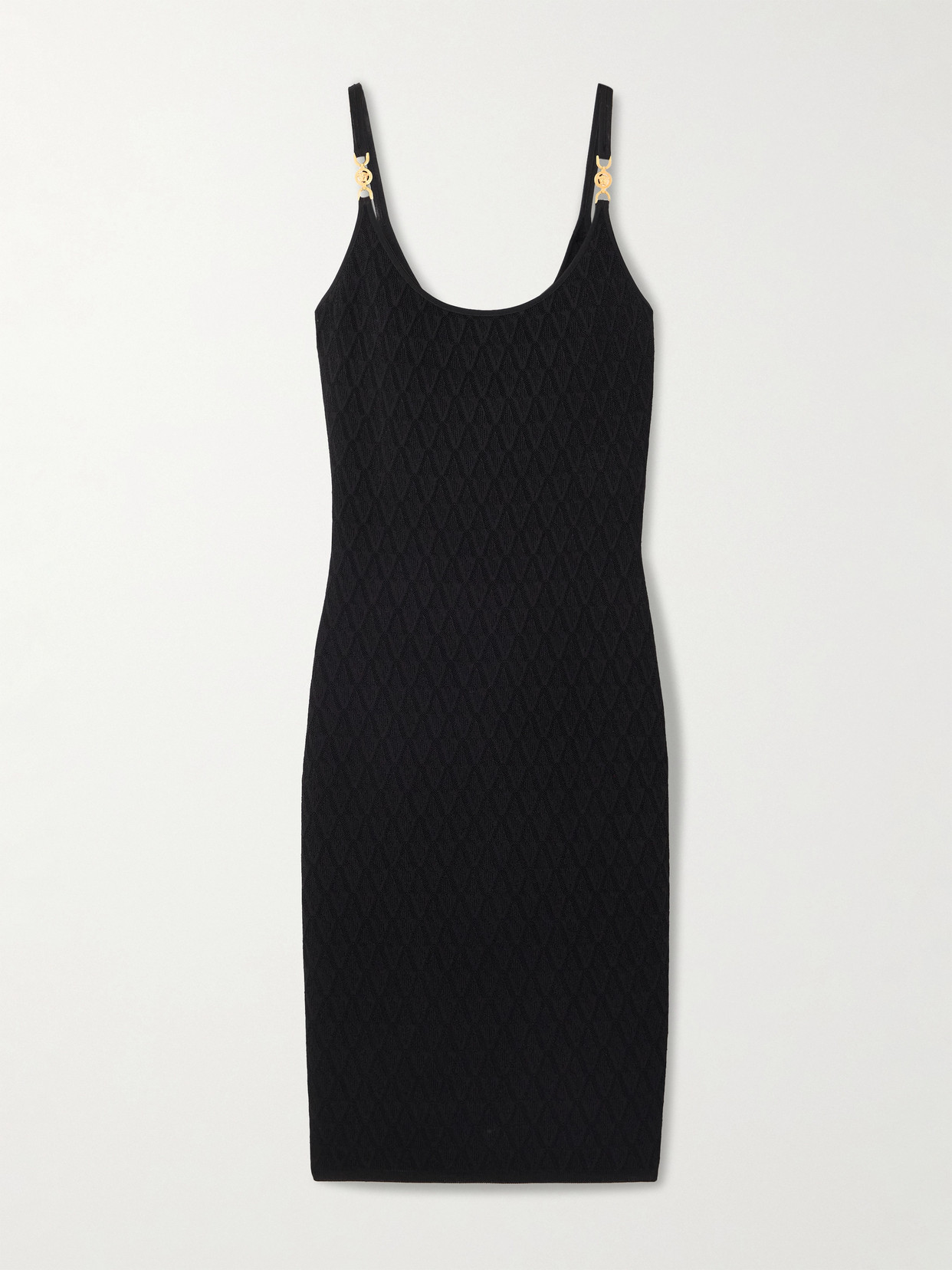 Versace - Embellished Knitted Midi Dress - Black