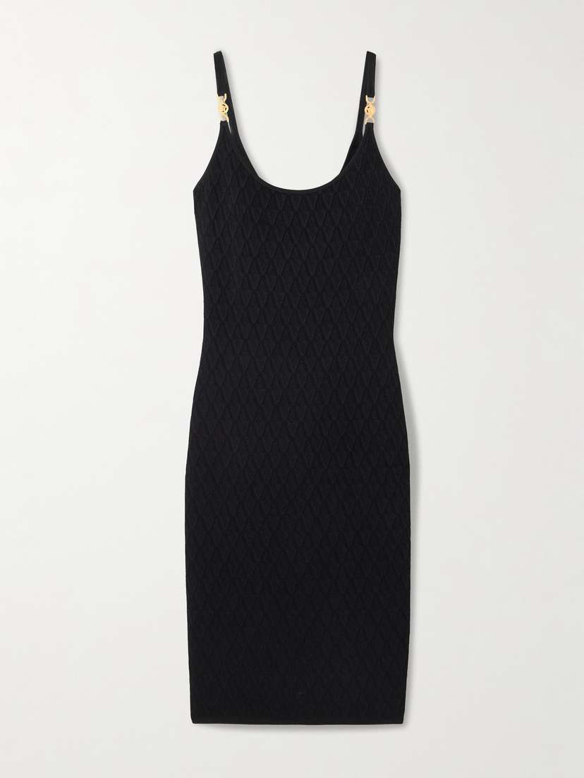 Versace Embellished Knitted Midi Dress
