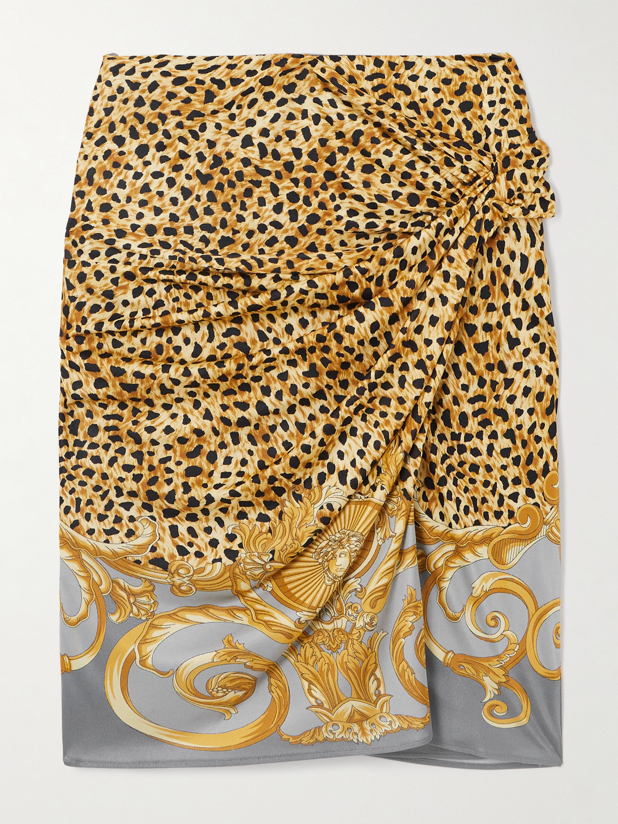 Versace Skirt Cheetah Foulard On Responsible Heavy Viscose Liquid Jersey In Multi