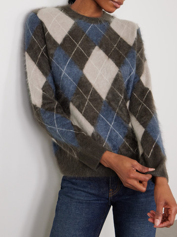 LISA YANG Margy argyle brushed-cashmere sweater