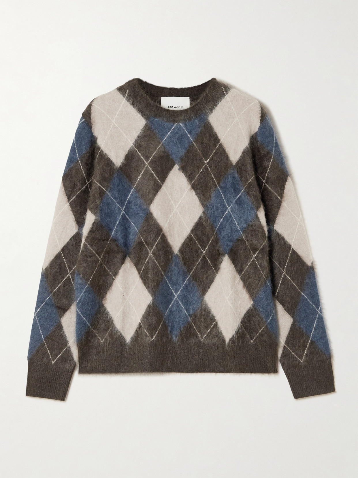 Lisa Yang Margy Argyle Brushed-cashmere Sweater In Brown