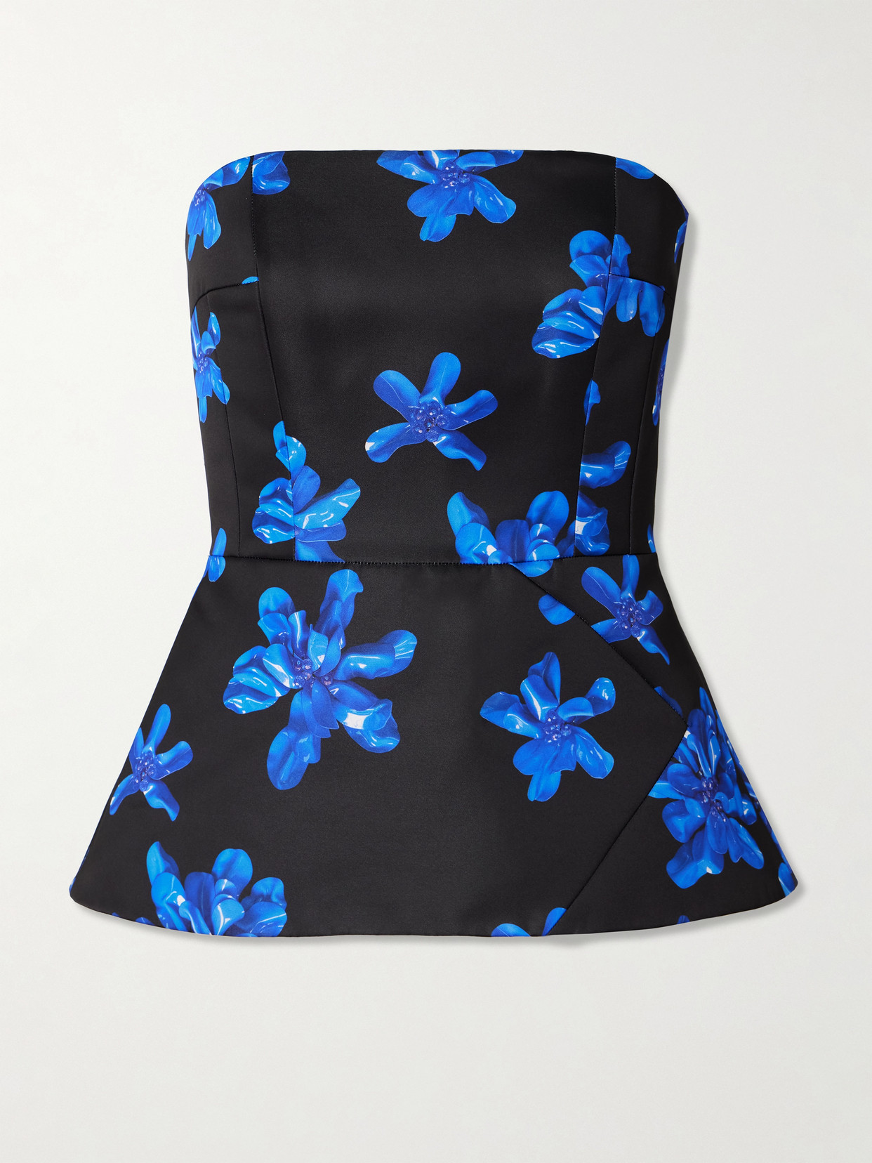 Emilia Wickstead Regan Strapless Floral-print Faille Bustier Top In Black