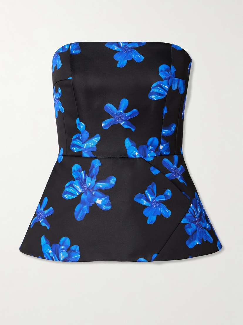 Emilia Wickstead Regan Strapless Floral-print Faille Bustier Top