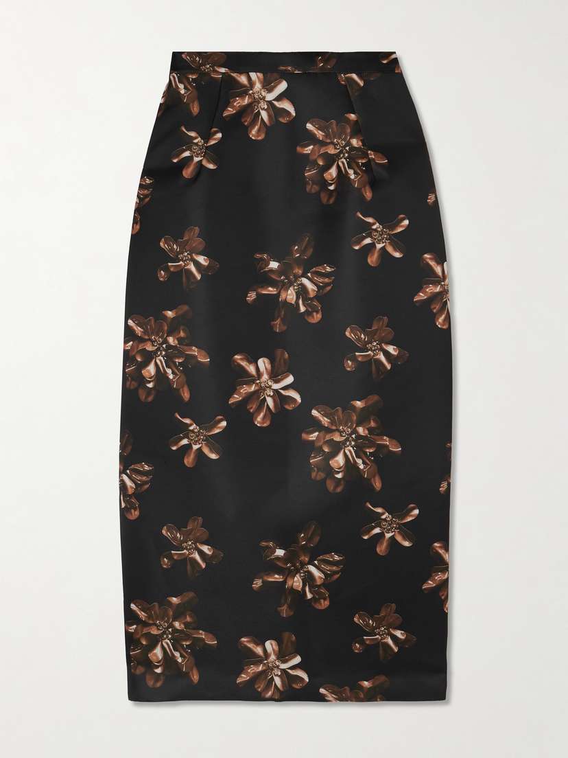 Emilia Wickstead Lorelei Floral-print Satin Midi Skirt