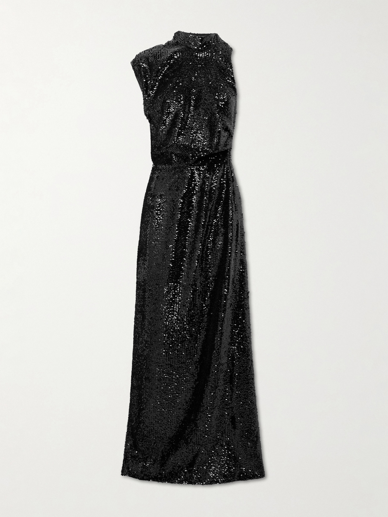 Emilia Wickstead Conlan Draped Asymmetric Sequined Crepe Gown In Black
