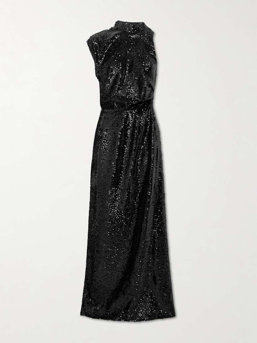 Emilia Wickstead Conlan Draped Asymmetric Sequined Crepe Gown