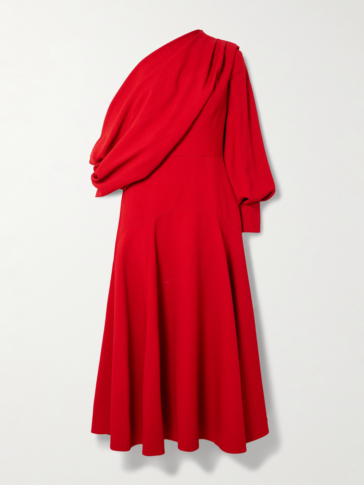 Emilia Wickstead Sehima One-shoulder Draped Crepe Midi Dress In Red