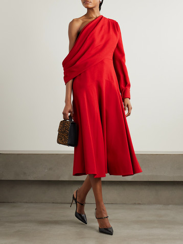 Emilia Wickstead Sehima one-shoulder draped crepe midi dress