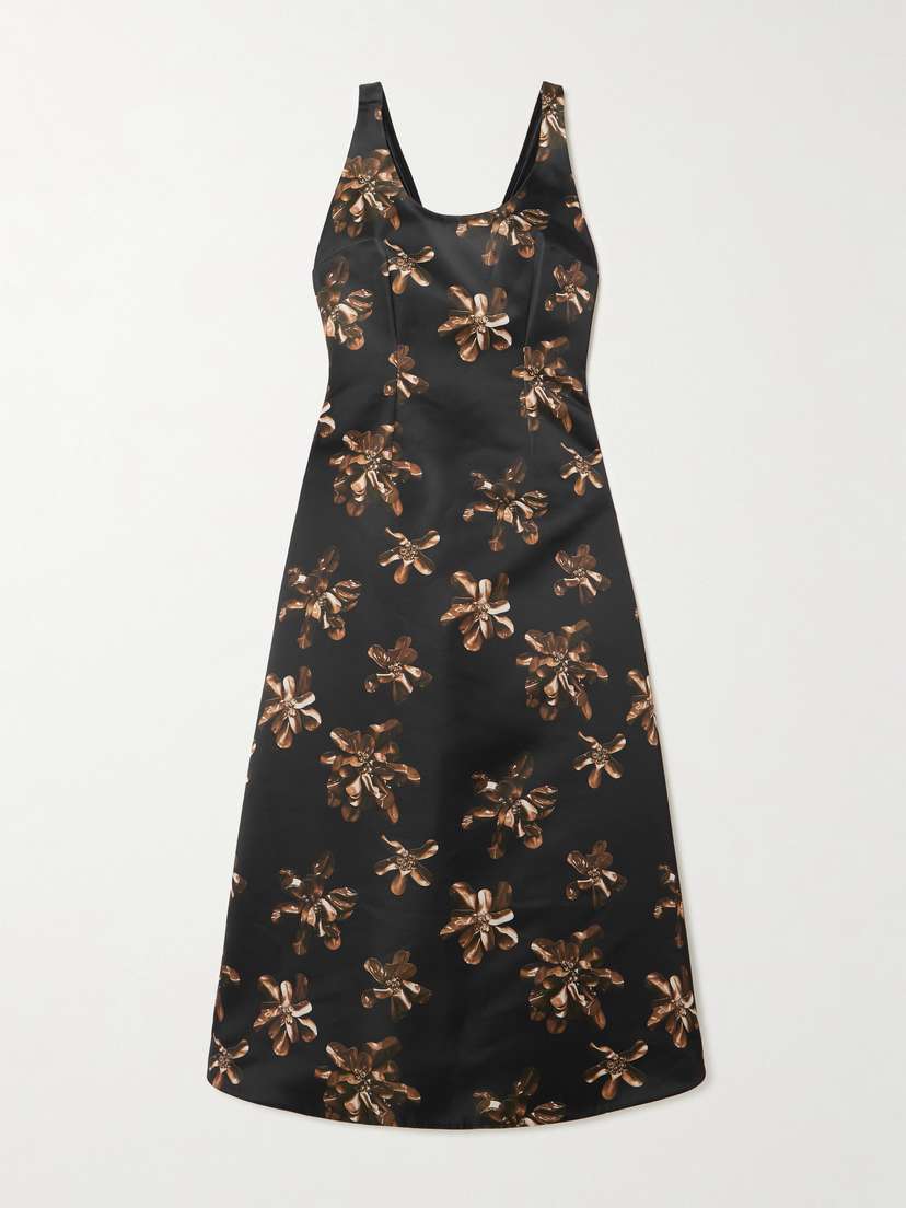 Emilia Wickstead Tippi Floral-print Satin Midi Dress
