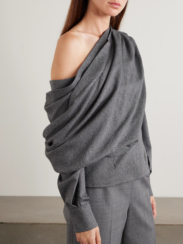 Emilia Wickstead Alida draped one-shoulder wool top