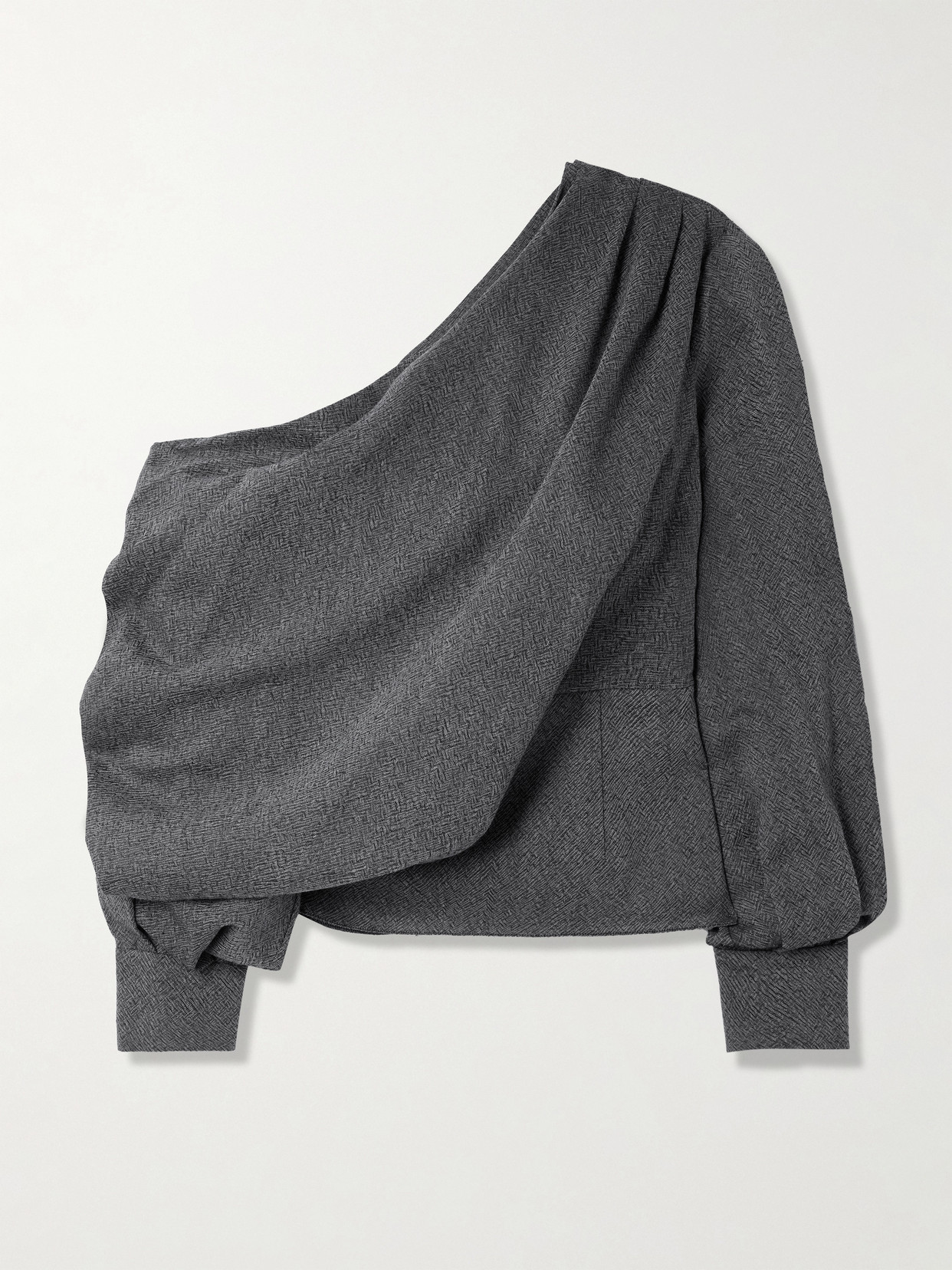 Emilia Wickstead Alida Draped One-shoulder Wool Top In Gray