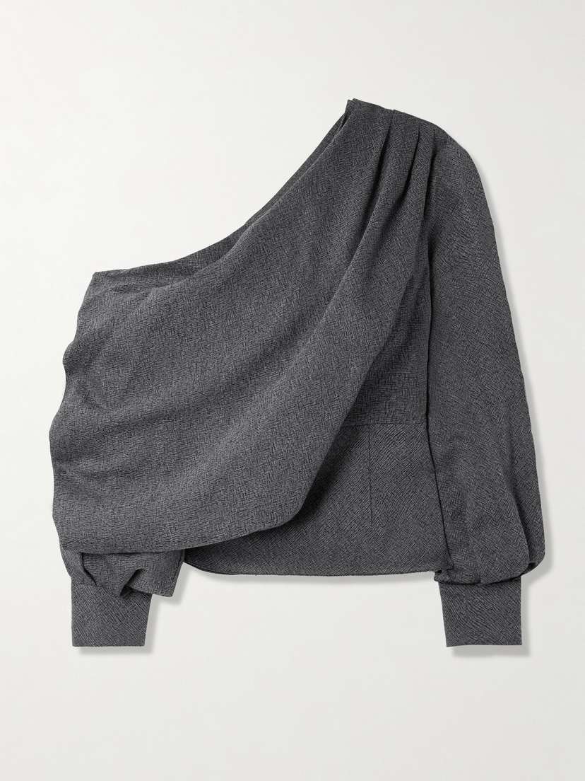 Emilia Wickstead Alida Draped One-shoulder Wool Top