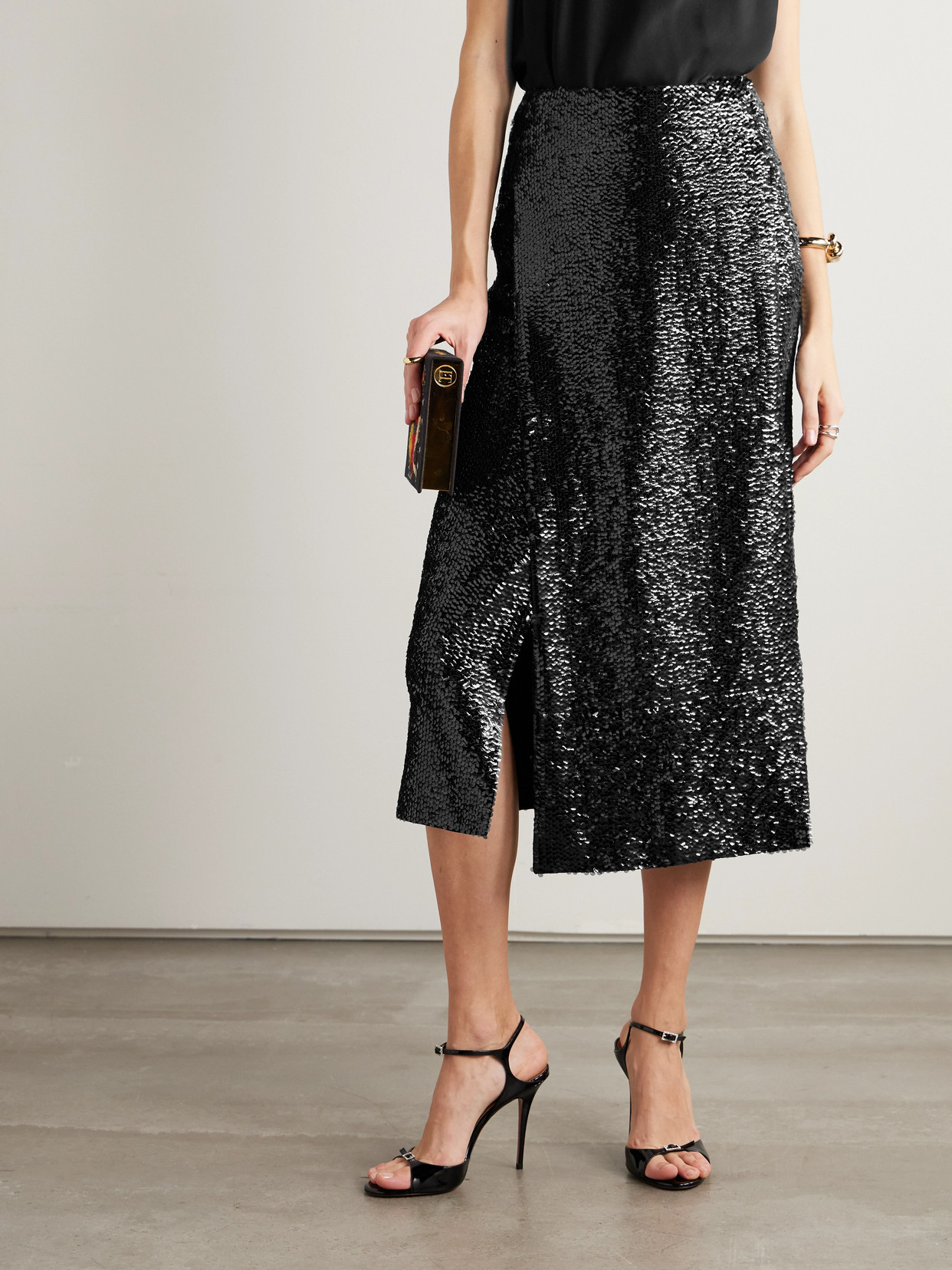 Kanji Sequined Crepe Midi