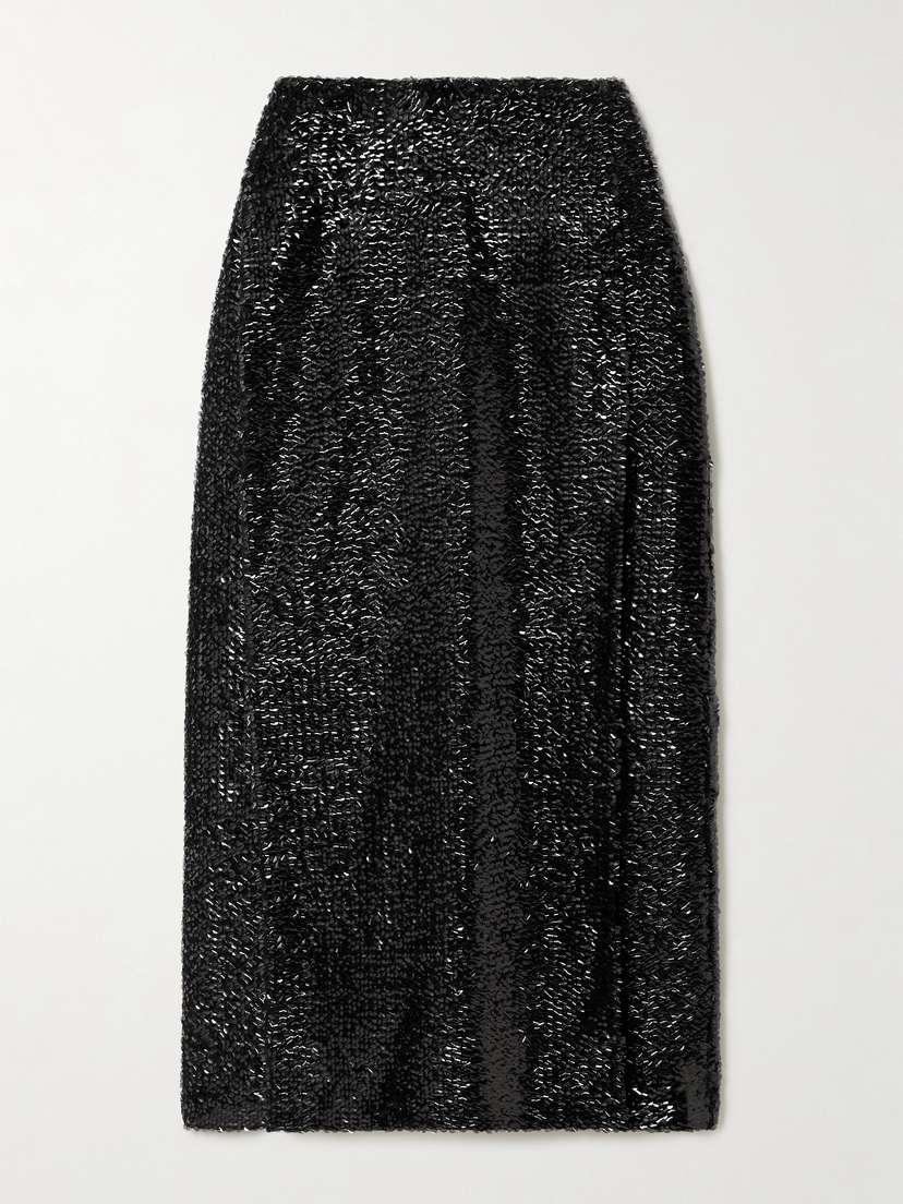 Emilia Wickstead Kanji Sequined Crepe Midi Skirt