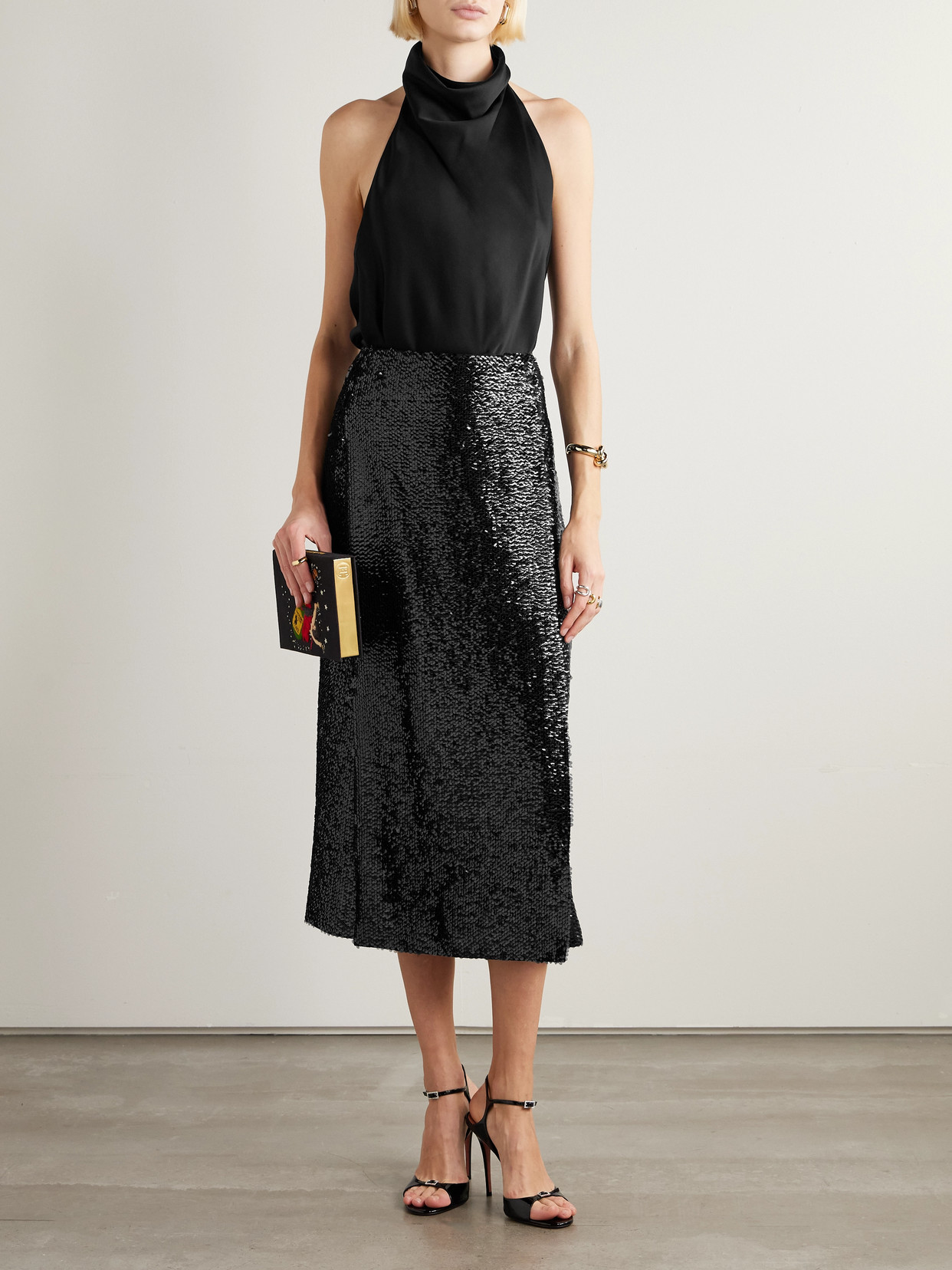 Kanji Sequined Crepe Midi