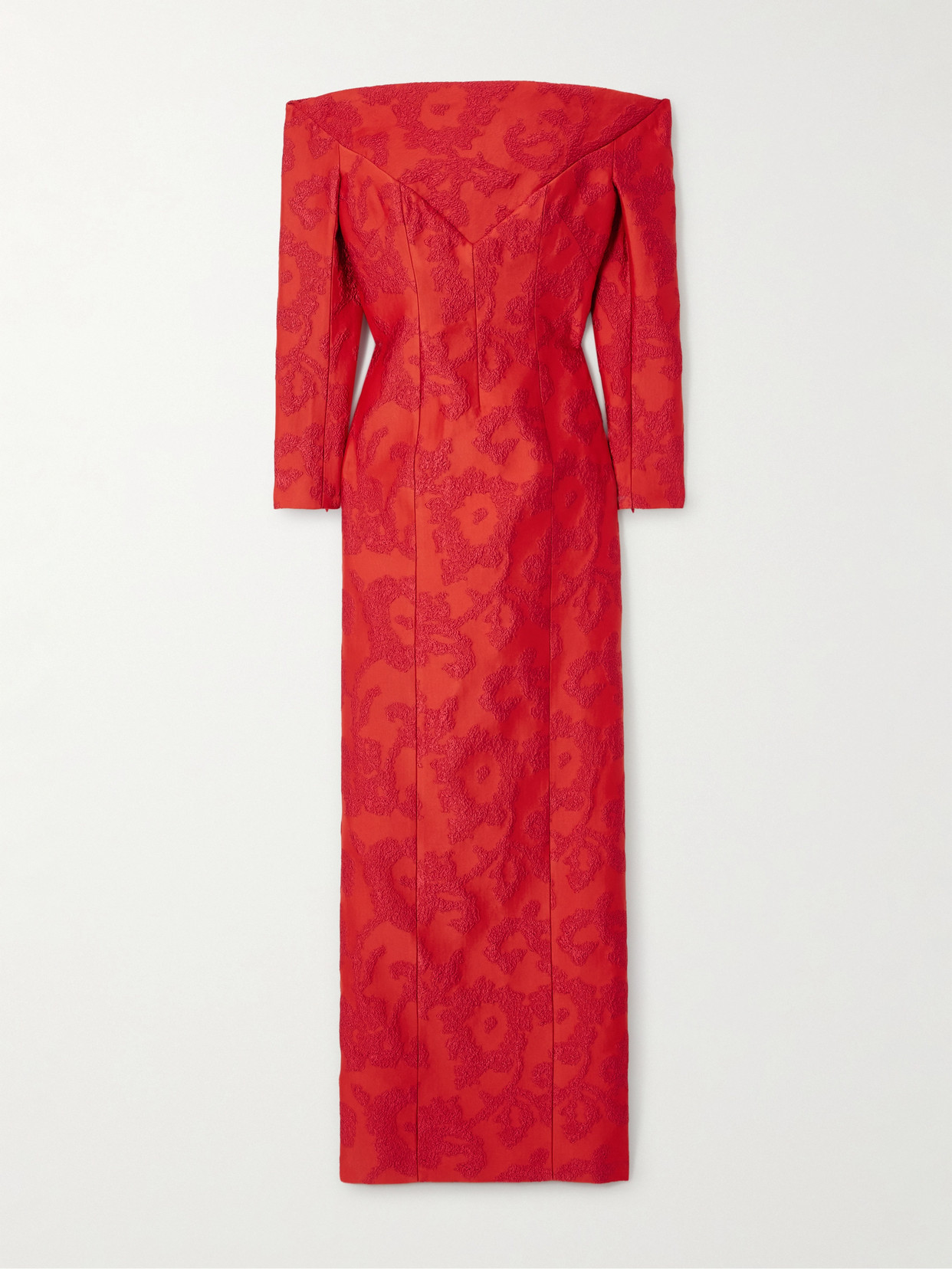 Emilia Wickstead Zarit Off-the-shoulder Bouclé-jacquard Maxi Dress In Red