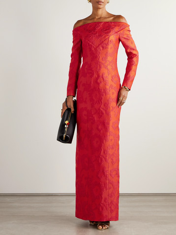 Emilia Wickstead Zarit off-the-shoulder bouclé-jacquard maxi dress