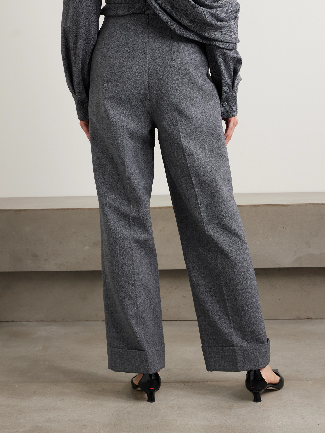 Emilia Wickstead Eimear Recycled-woven Wide-leg Pants In Gray