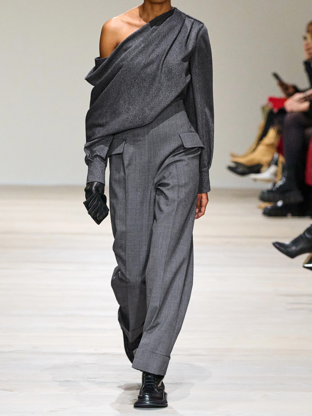 Emilia Wickstead Eimear Recycled-woven Wide-leg Pants In Gray