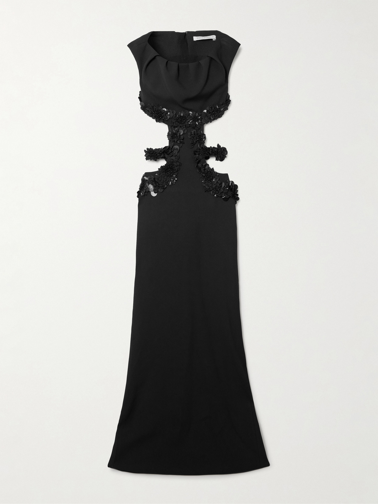 Emilia Wickstead Adit Cutout Embellished Gathered Crepe Dress In Black
