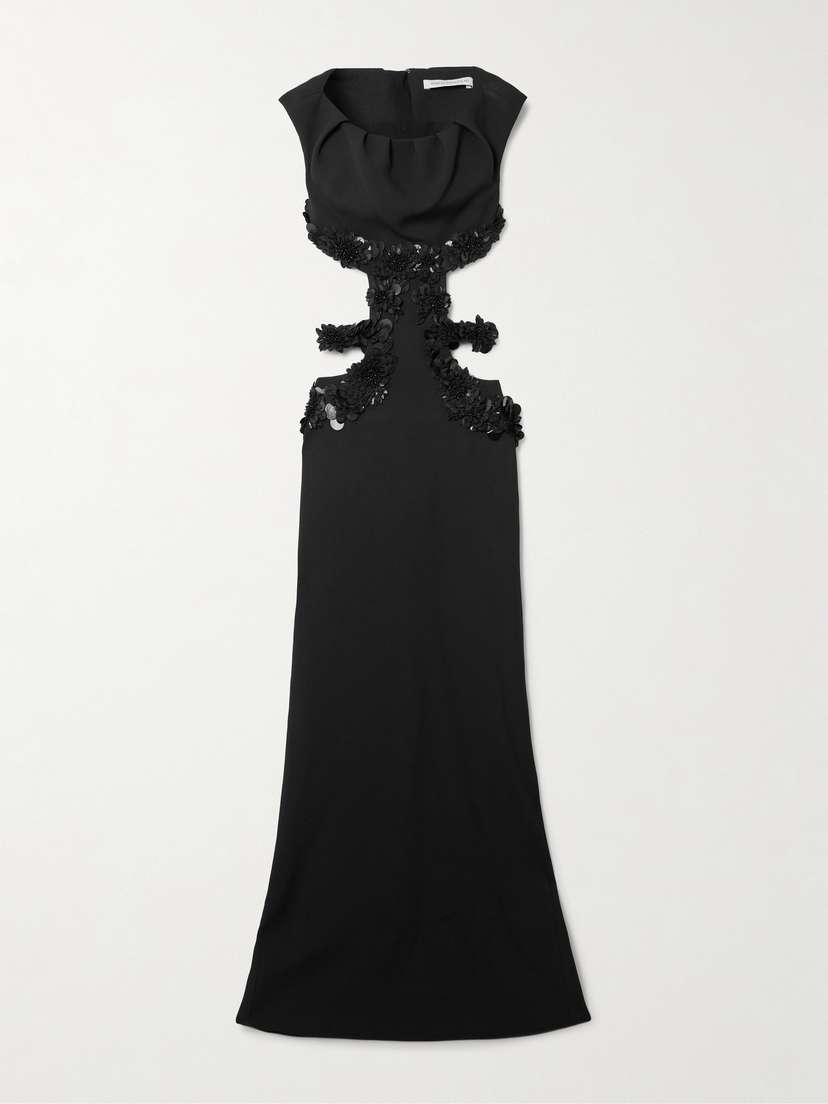 Emilia Wickstead Adit Cutout Embellished Gathered Crepe Dress