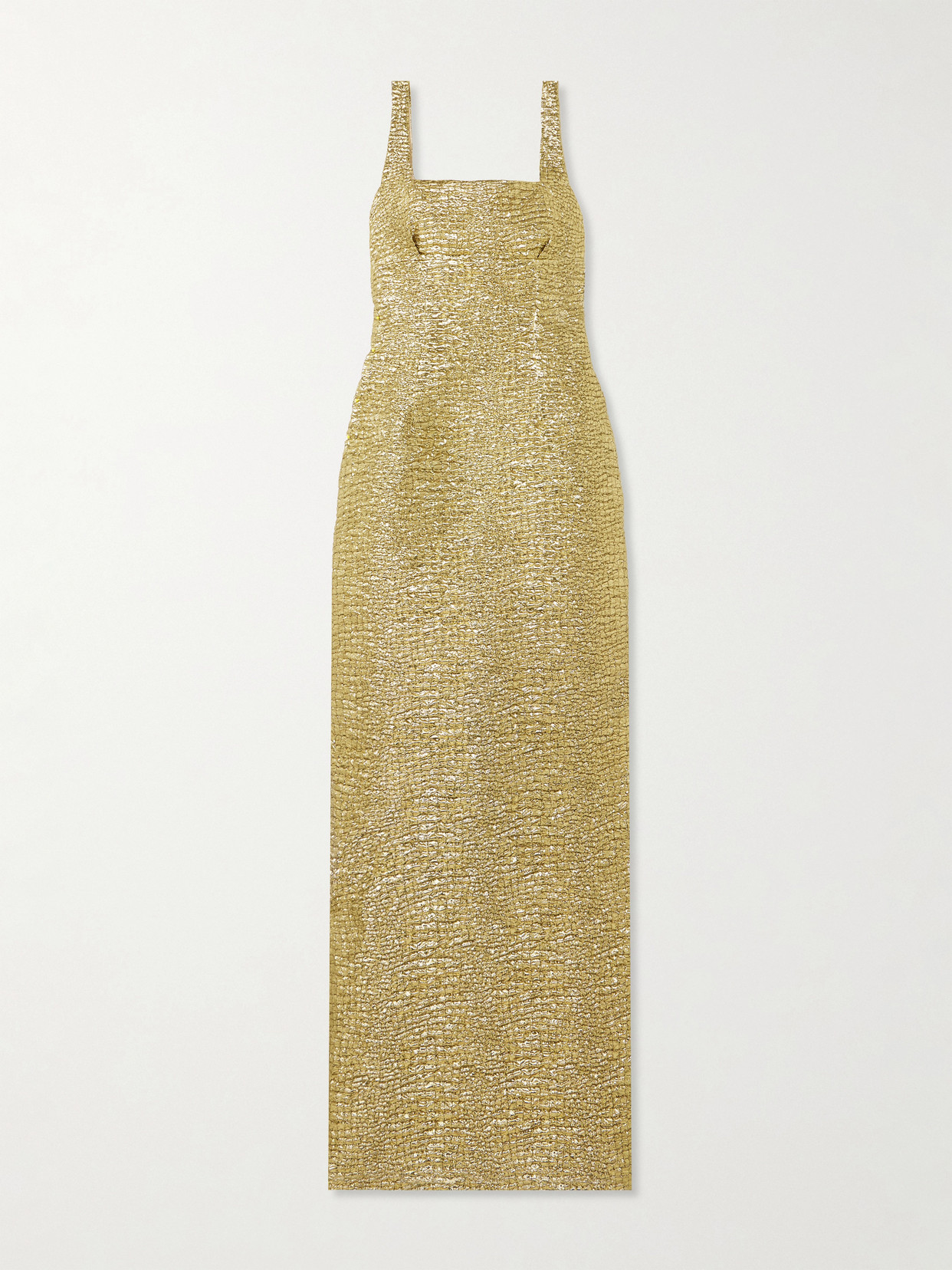 Emilia Wickstead Micheline Metallic Seersucker Gown In Gold