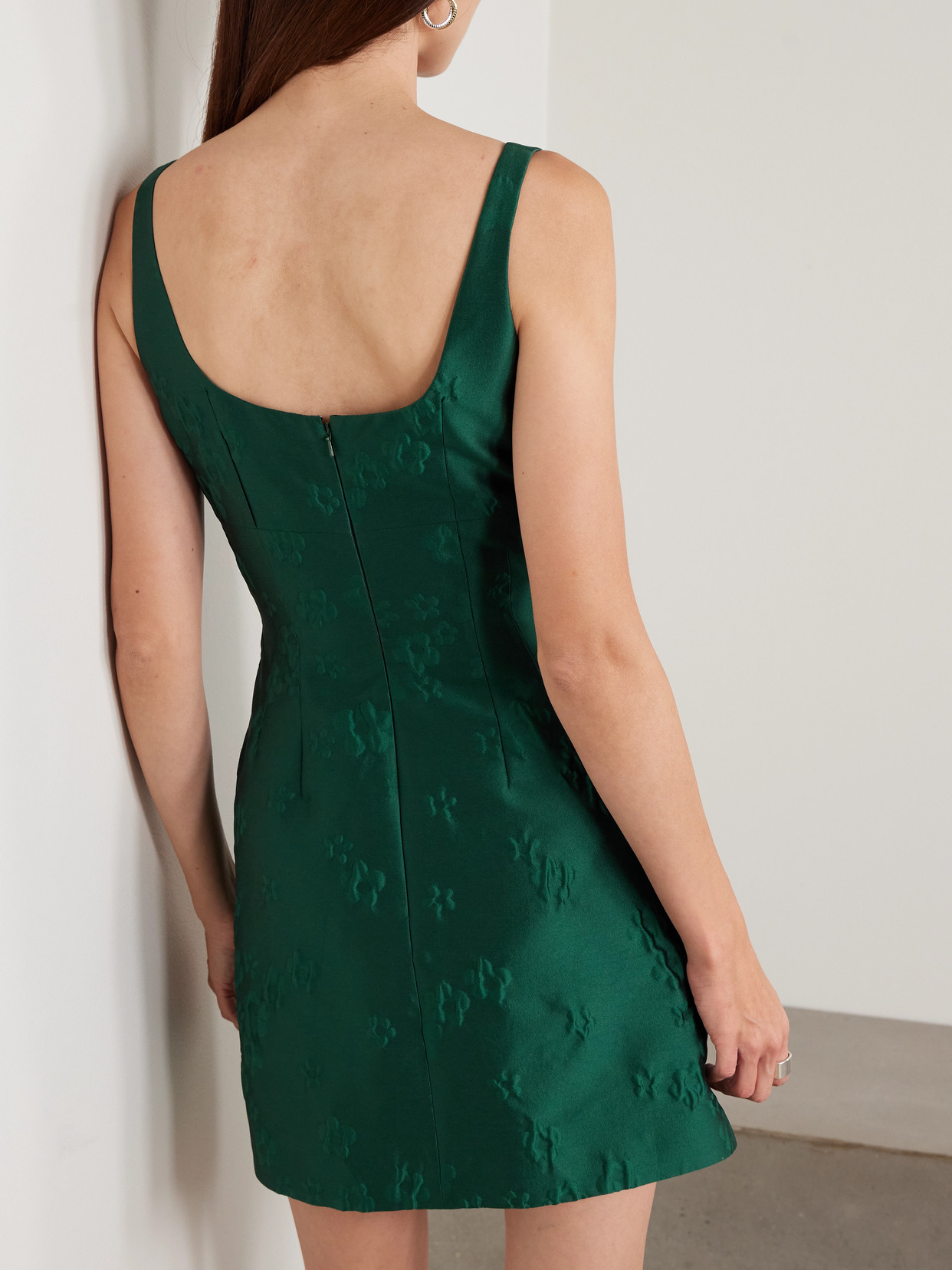Emilia Wickstead Einna Floral Cloqué Mini Dress In Green