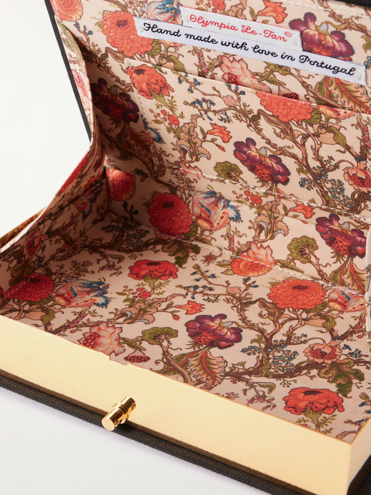 Olympia Le-tan Holly Jingle & Mingle Embroidered Appliquéd Canvas Clutch In Black