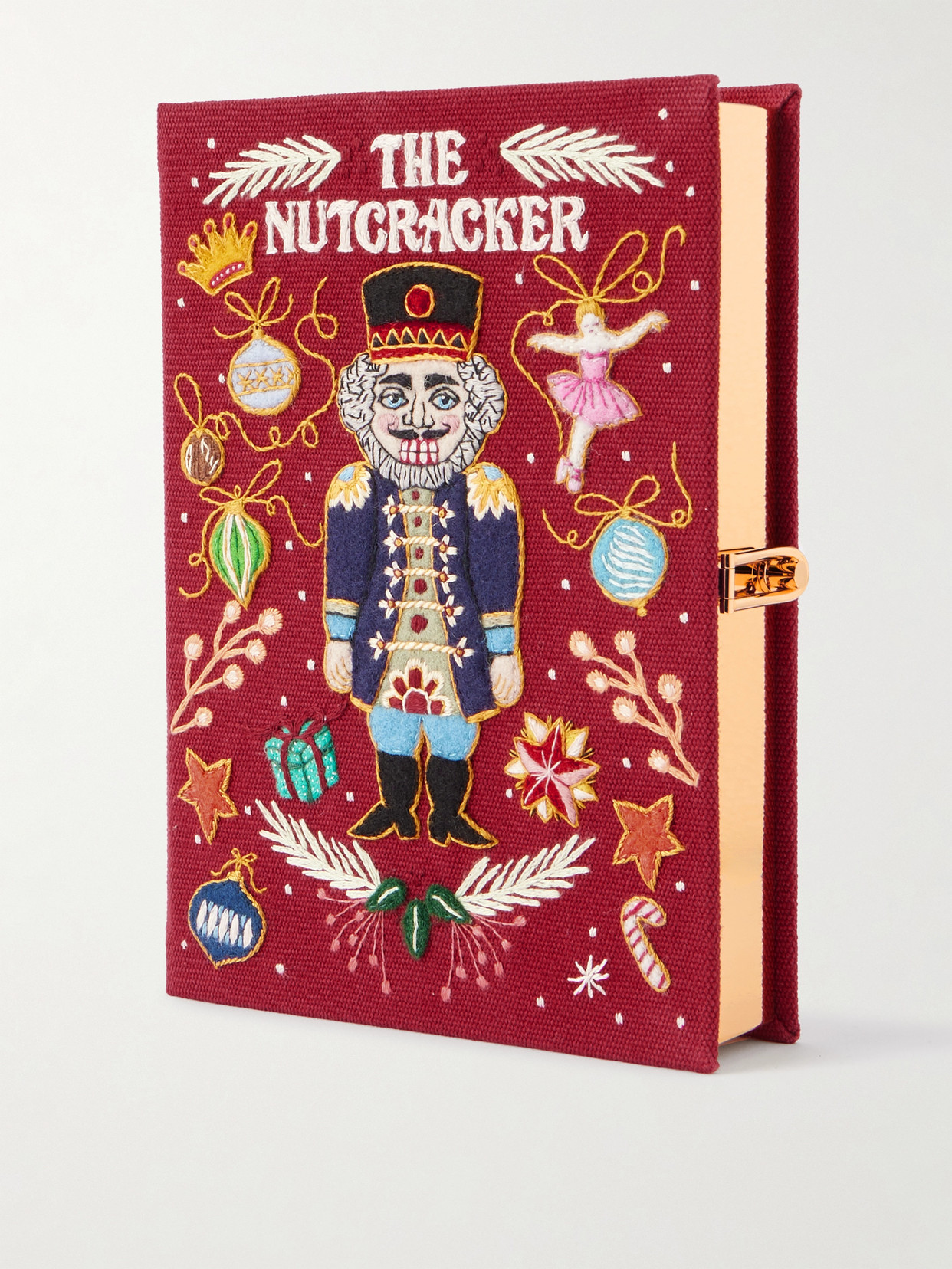 Olympia Le-tan The Nutcracker Embroidered Appliquéd Canvas Clutch In Red