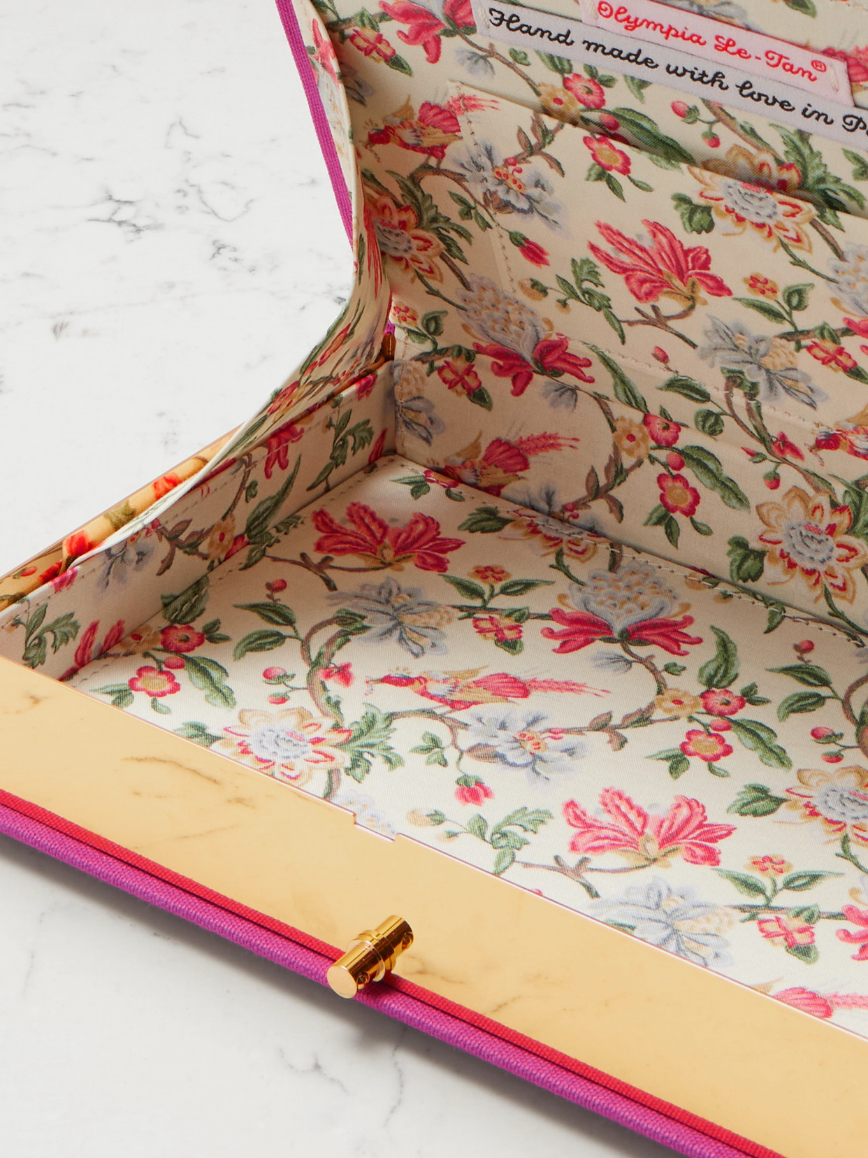 Olympia Le-tan Champagne Problems Embroidered Appliquéd Canvas Clutch In Pink