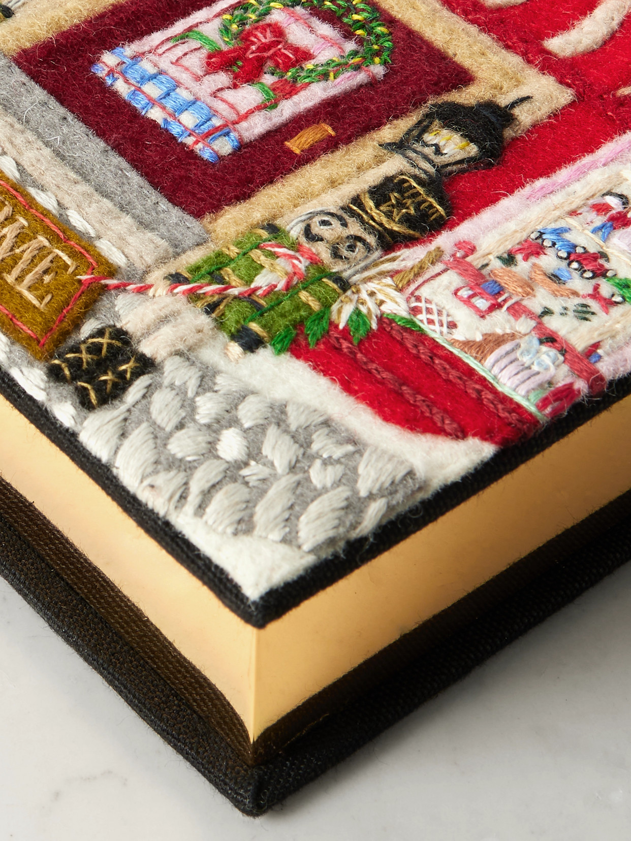 Olympia Le-tan Christmas Candy Toys Embroidered Appliquéd Canvas Clutch Bag In Black