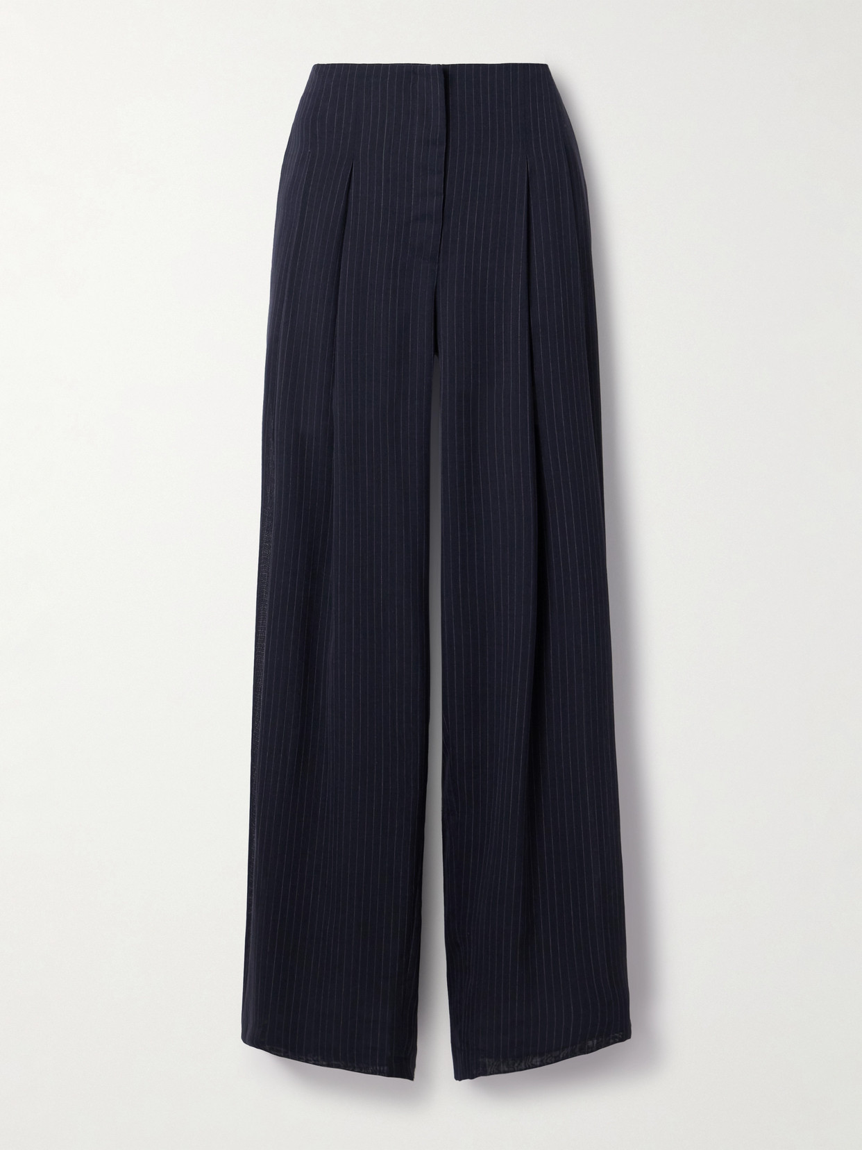Twp Carrie's Pleated Pinstriped Wool Wide-leg Pants