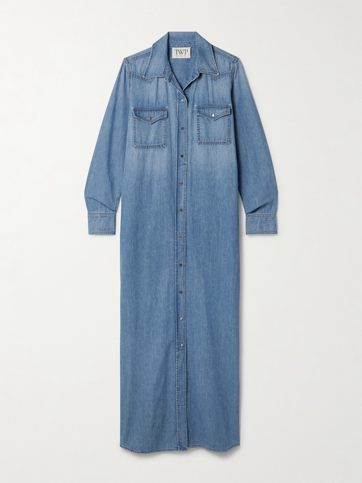 Twp Cowboy Cotton-chambray Maxi Shirt Dress