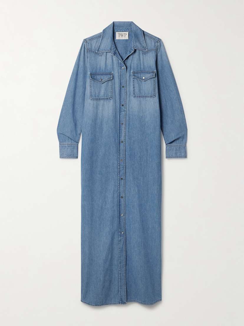 TWP Cowboy Cotton-chambray Maxi Shirt Dress