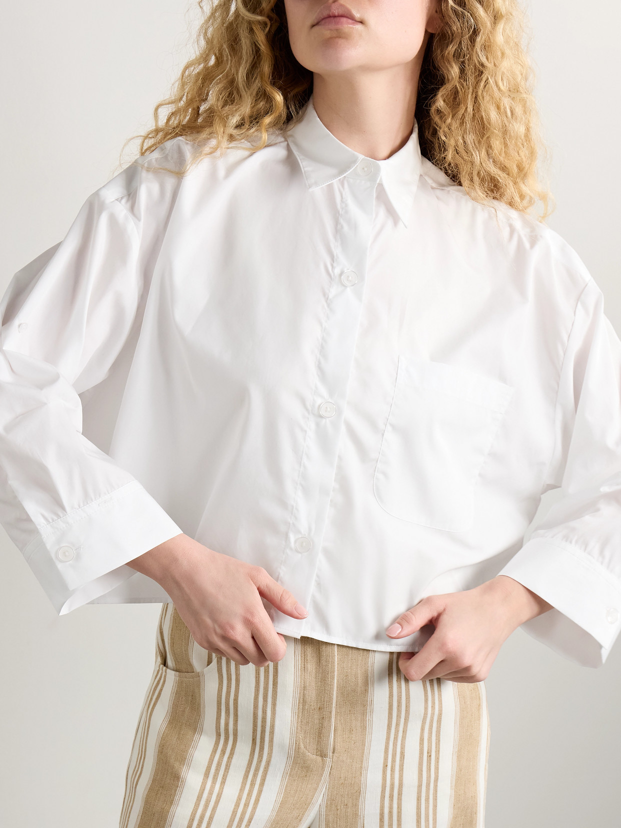Next Ex Cropped Cotton-Poplin Shirt