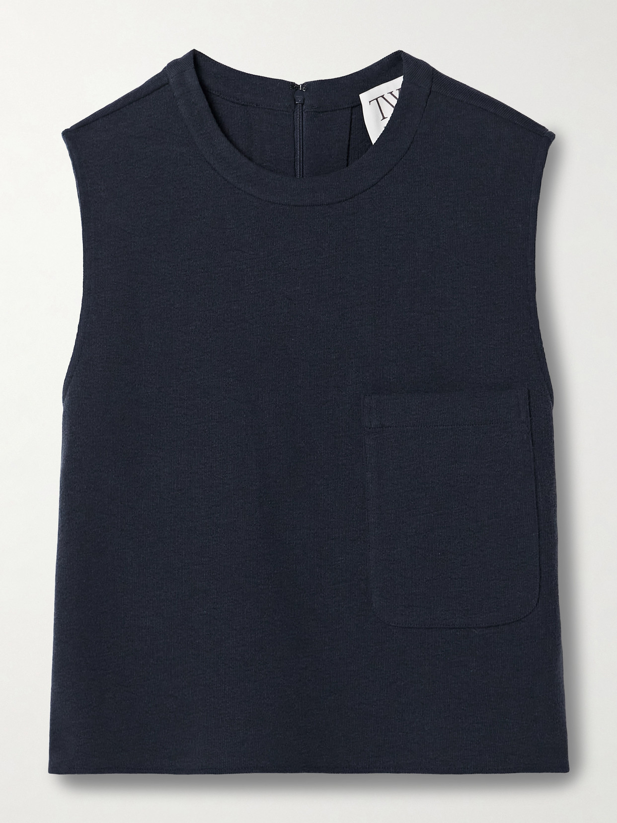 Twp Cropped French Wool-blend Terry Tank In Blue