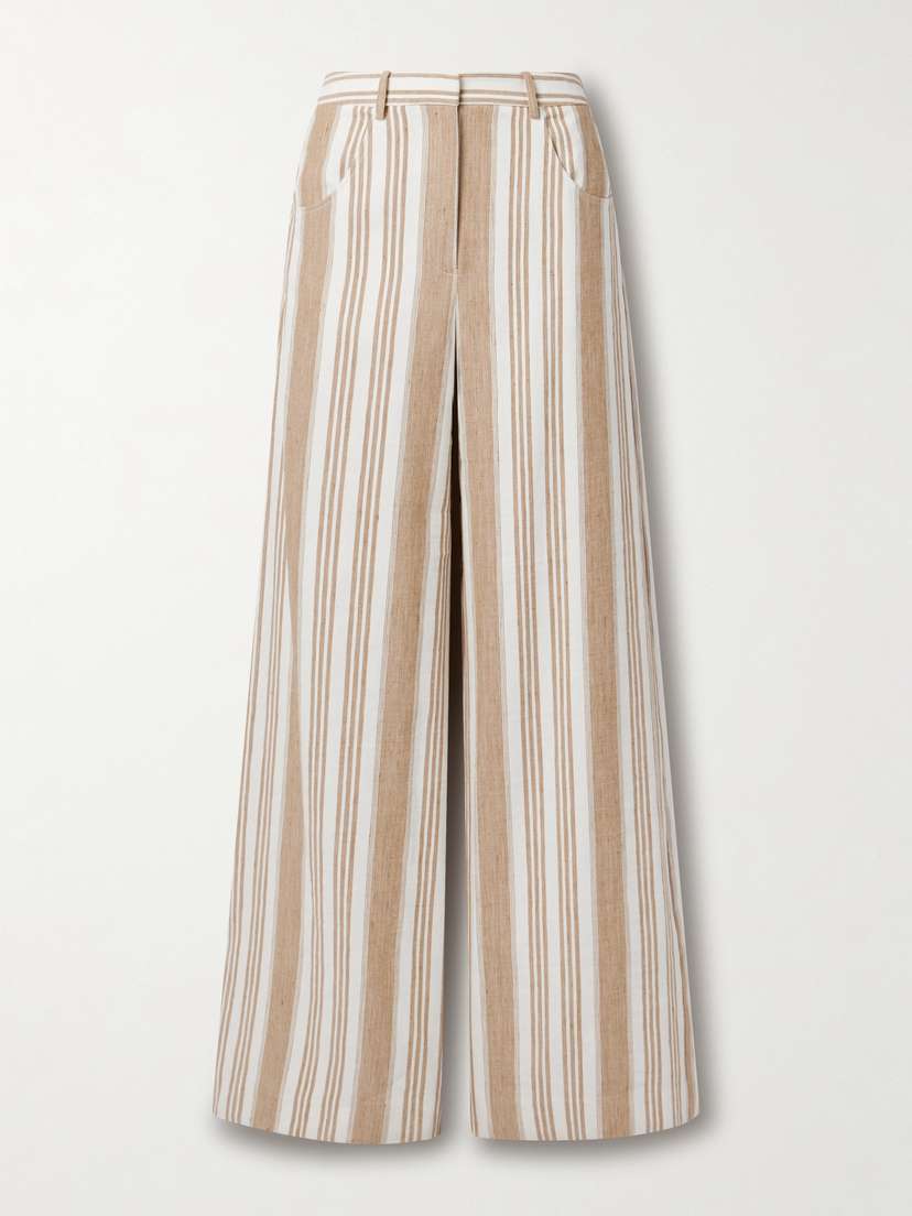 TWP Demie Striped Linen And Cotton-blend Wide-leg Pants