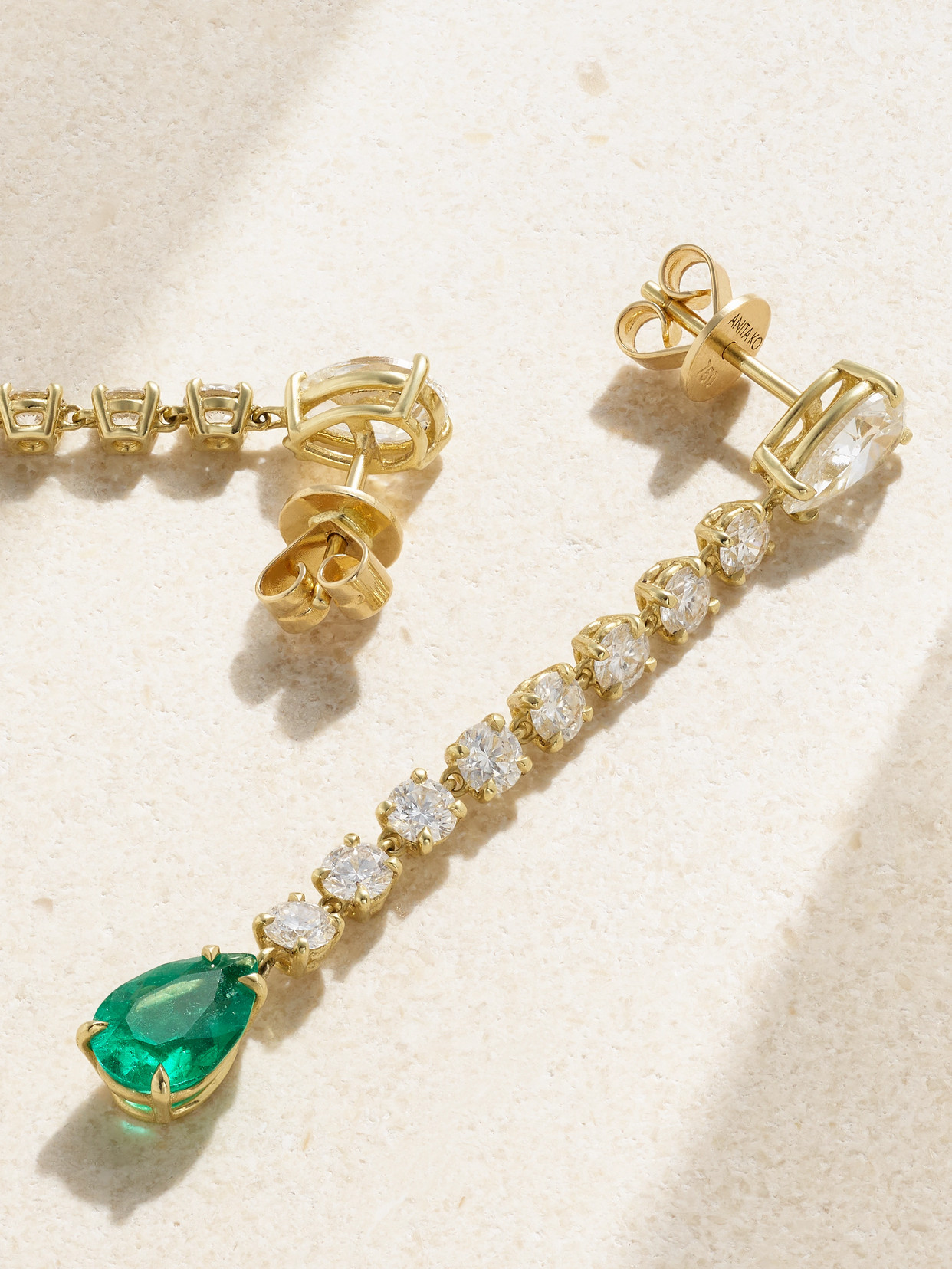 Anita Ko 18-karat Gold, Diamond And Emerald Earrings