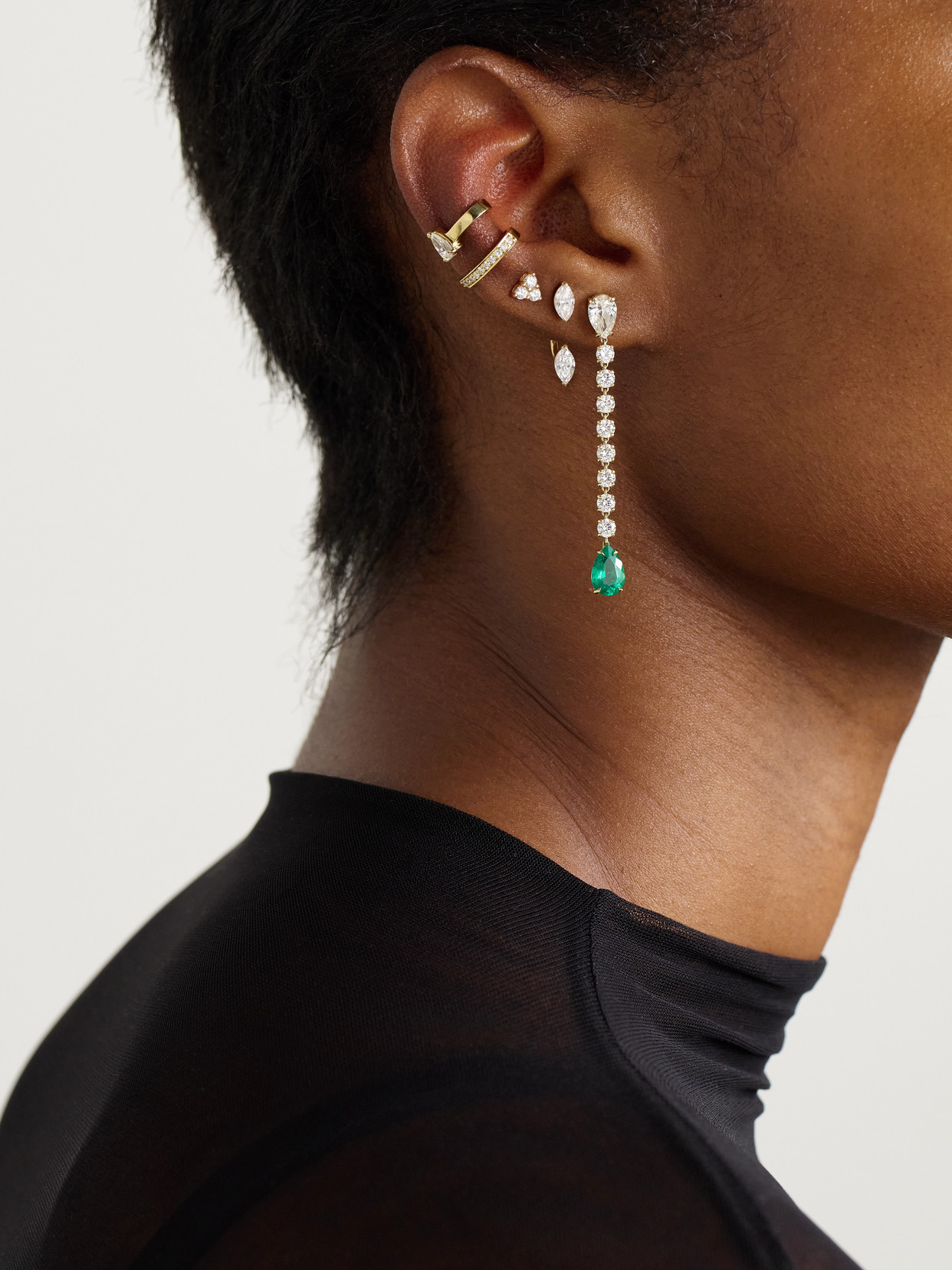 Anita Ko 18-karat Gold, Diamond And Emerald Earrings