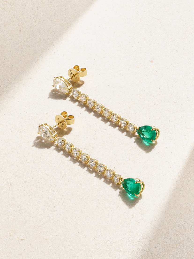 Anita Ko 18-karat Gold, Diamond And Emerald Earrings